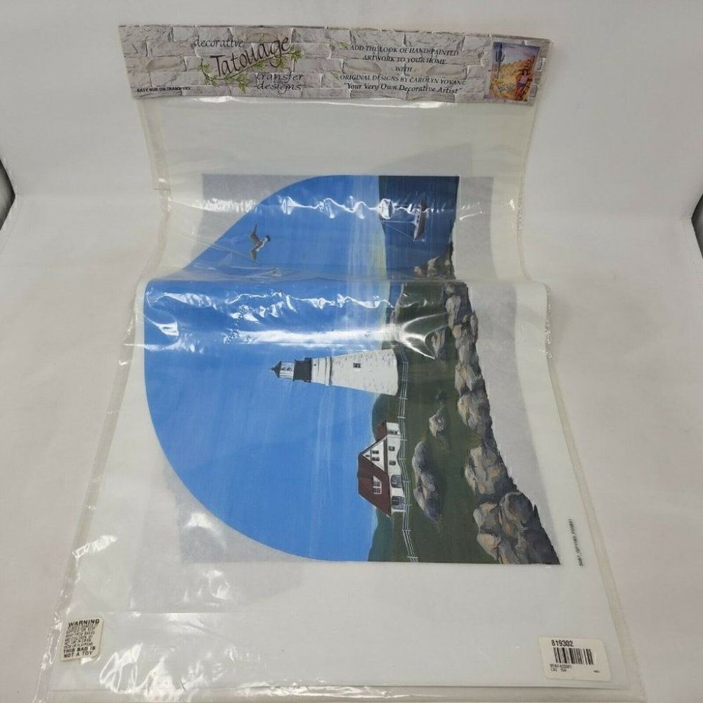 TATOUAGE DECORATIVE TRANSFER DESIGNS CAROLYN YOVAN LIGHTHOUSE SEA KIT 14" X 24"